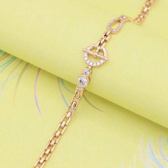 "Sparkling Designer Toggle Clasp Rose Gold Bracelet, XPBL0931 - Picture 1 of 12